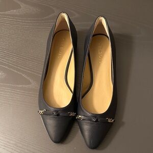 Talbots Navy Blue Leather Women's Flats with Chain Detail Size 8.5